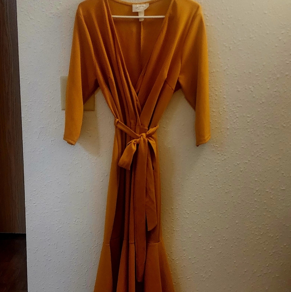 SZ 14 JANETTE PLUS ELEGANT MUSTARD DRESS